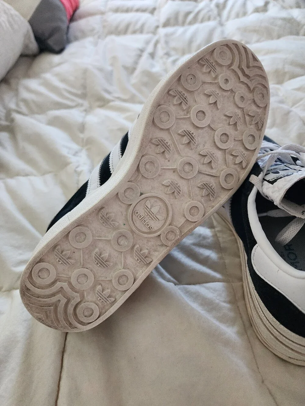 Adidas Gazelle Black & White Suede Sneakers Womans 8 Like New